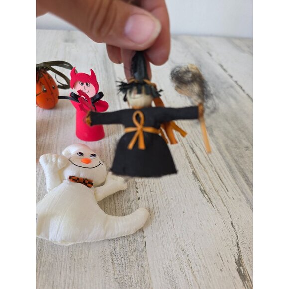 Mini Halloween pumpkin ghost witch devil ornament figurine village set - Picture 6 of 9